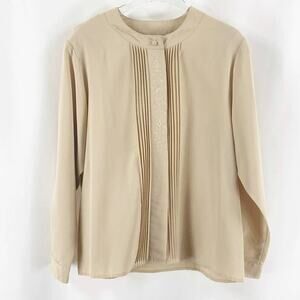 ATTITUDES 90s Y2K Vintage Nude Round Neck Button Down Shirt